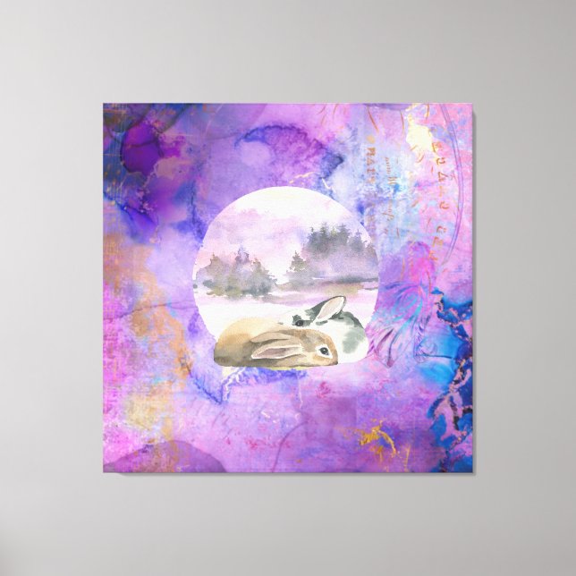 Bunnies i Lavender Dream Canvastryck (Framsida)