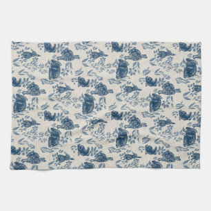 Bunnies in my Flowers - Toile de Jouy Towel Kökshandduk