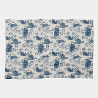 Bunnies in my Flowers - Toile de Jouy Towel Kökshandduk