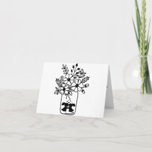 BUNNIES KÄRLEK-KORT FÖR SVART OCH VITT BLOMMIGT KORT