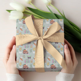 Bunnies med morötter och lilla Påsk-Chickar Presentpapper