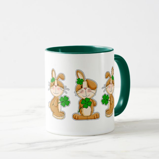 Bunnies med Shamrocks St. Patrick Day Anpassningsb Mugg (Framsida höger)