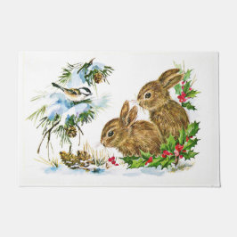 Bunnies och Bird Enjoy Snö Doormat