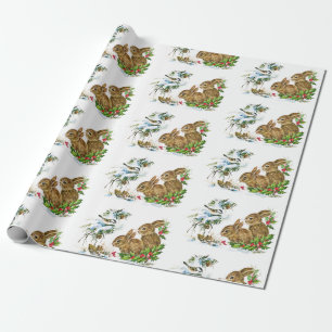 Bunnies och Bird Enjoy Snö jul Presentpapper