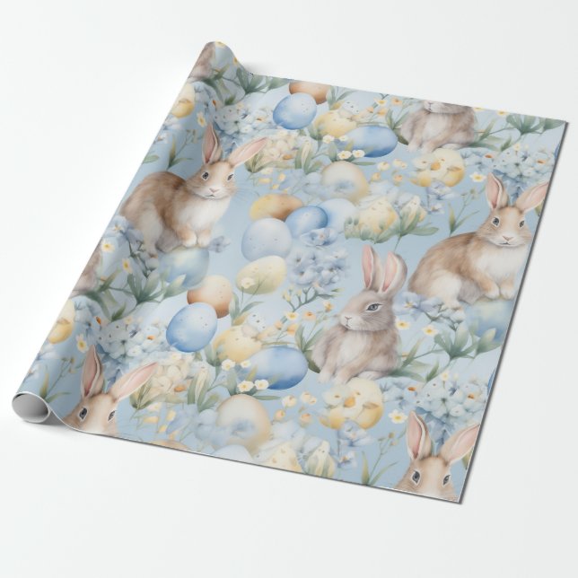 Bunnies och Egg Garden Presentpapper (Utrullad)