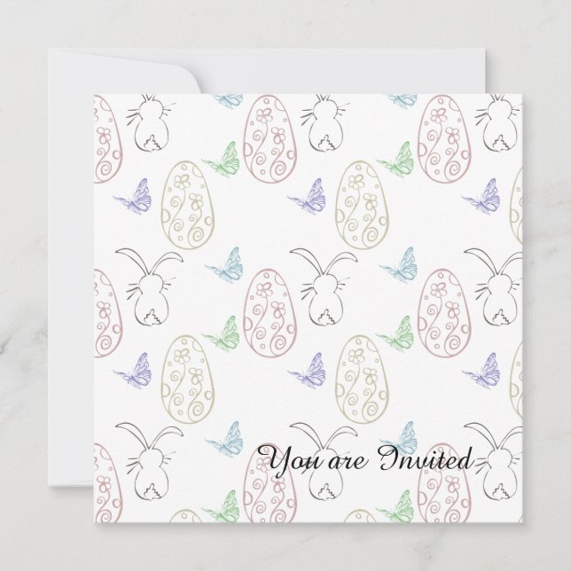 Bunnies och Eggs Inbjudningar (Framsida)