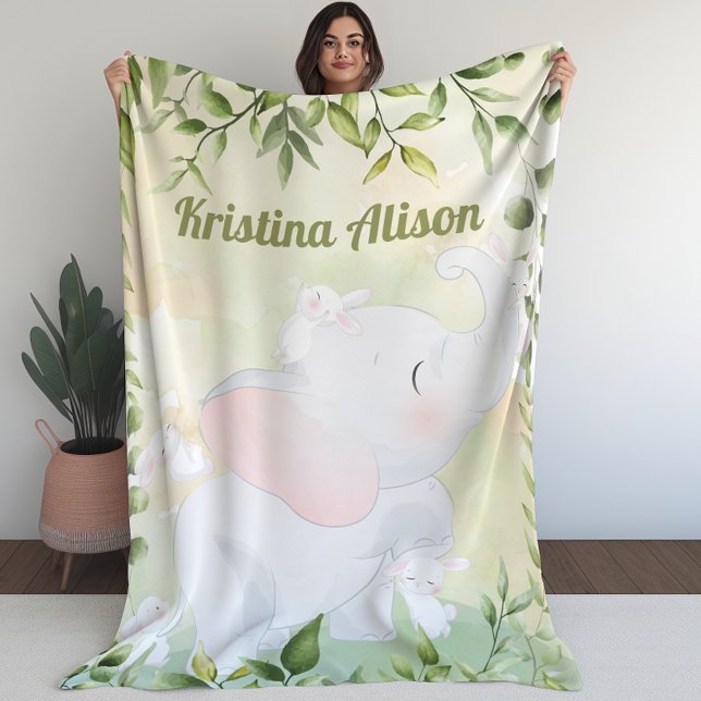 Bunnies och Elephant Kid's Blanket Fleecefilt (Bunnies and Elephant Kid’s Blanket (L))