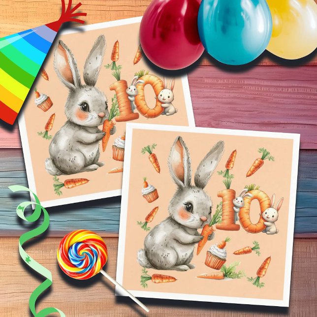 Bunnies och morötter 10:e Födelsedagsfesten Pappersservett (Skapare uppladdad)