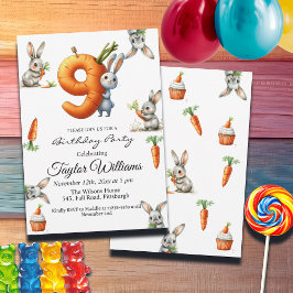 Bunnies och morötter 9:e Födelsedagsfesten Inbjudningar