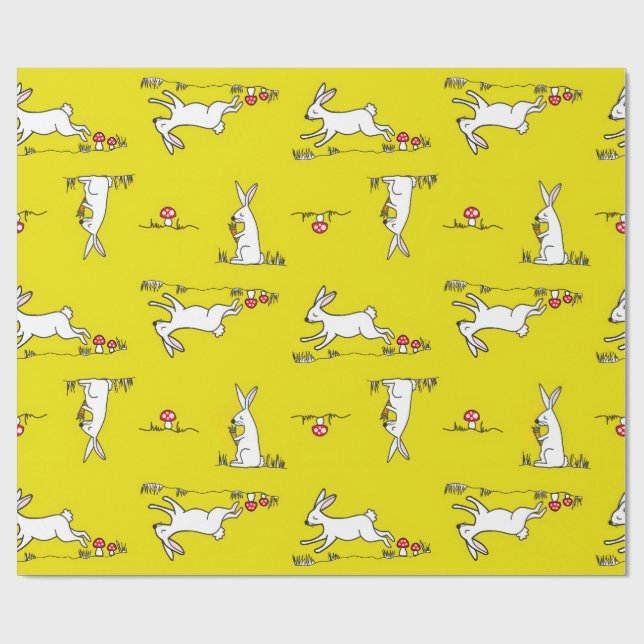 Bunnies on a Yellow Background Presentpapper (Platt)