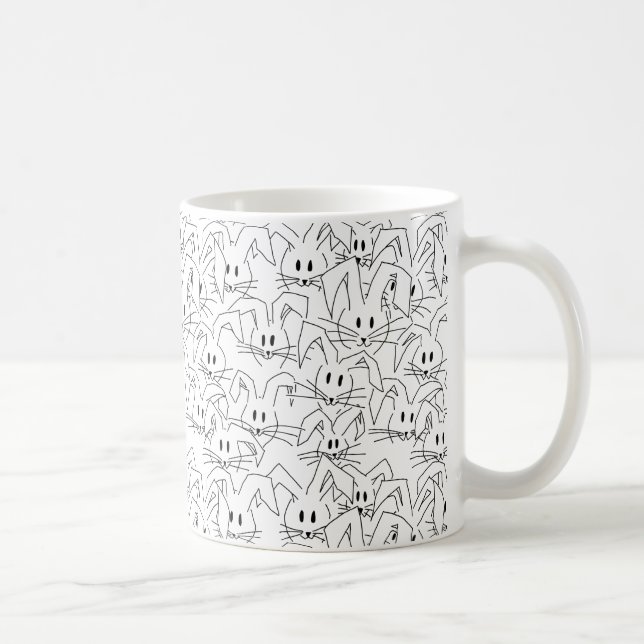 Bunnies på vit - sömlös mönster. kaffemugg (Höger)