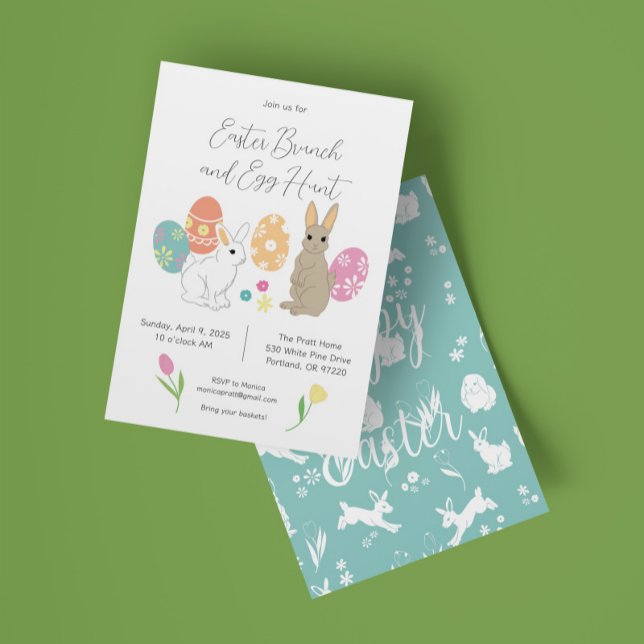 Bunnies Påsk bruch- och äggjakt Inbjudningar (Skapare uppladdad)