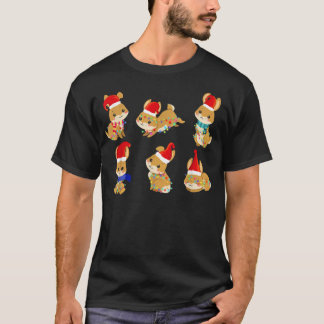 Bunnies Rabbit Wearing Santa Hat jul Ljus T Shirt