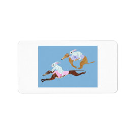 Bunnies riding Greyhounds Adressetikett