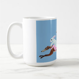 Bunnies riding Greyhounds Mug Kaffemugg