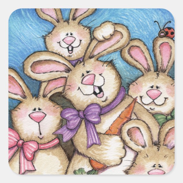 Bunnies - Stickers Fyrkantigt Klistermärke (Framsida)