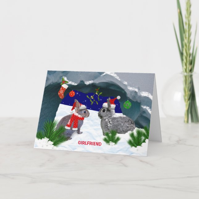 Bunnies under Mistletoe Card (Girlkompis) Helgkort (Framsida)