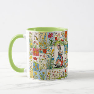 Bunnies Vintage Blommigt Patchwork Retro Påsk Mugg