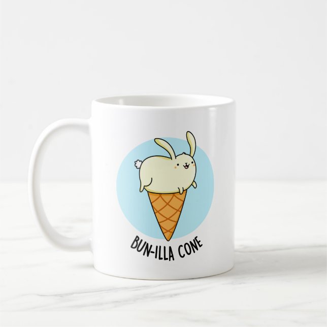 Bunnilla Cone Funny Bunny Vanilla Ice Cream Pun Kaffemugg (Vänster)