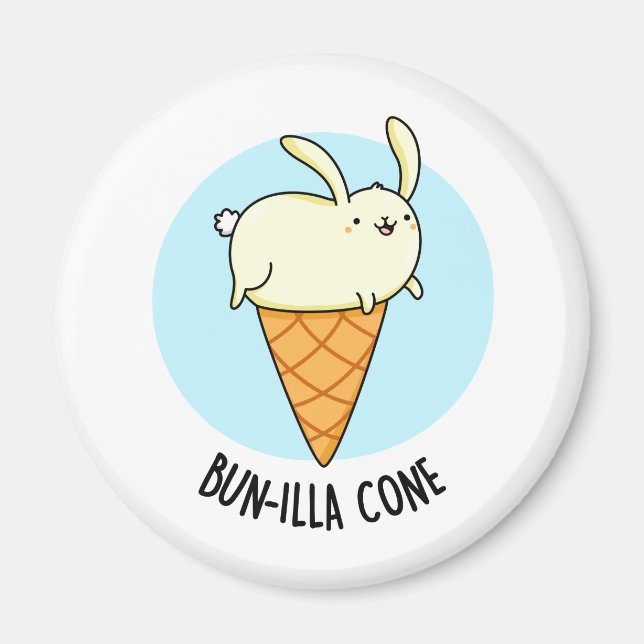 Bunnilla Cone Funny Bunny Vanilla Ice Cream Pun Magnet (Framsidan)