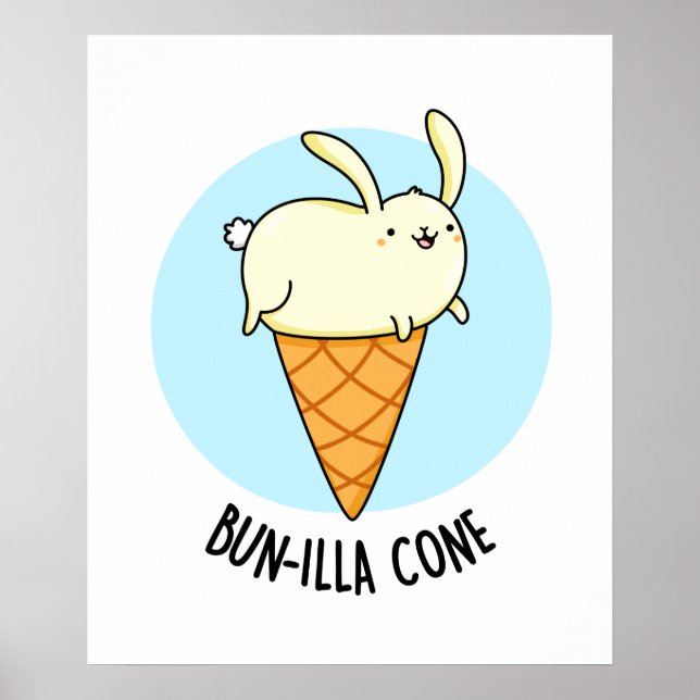 Bunnilla Cone Funny Bunny Vanilla Ice Cream Pun Poster (Framsidan)
