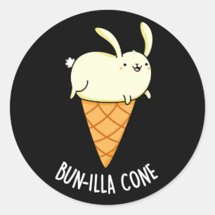 Bunnilla Cone Funny Bunny Vanilla Mörk BG Runt Klistermärke