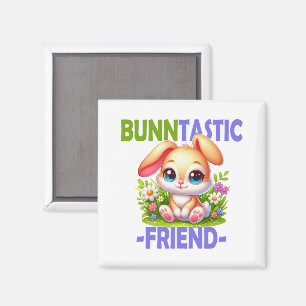 Bunntastisk Friend pun. Cute Bunny Rabbit tecknad Magnet