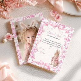 Bunny 1st Birthday Photo Flat Thank You Card Tack Kort