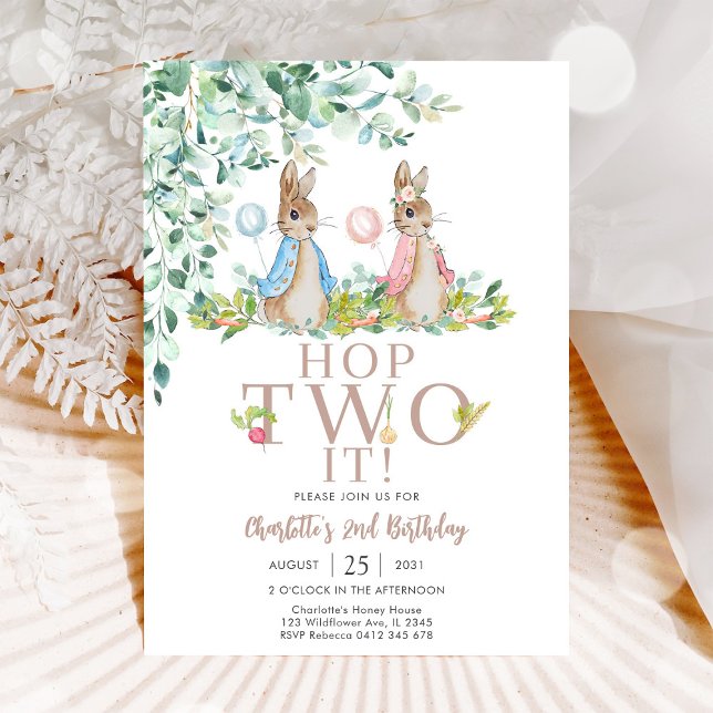 Bunny 2nd Birthday Invitation Inbjudningar (Skapare uppladdad)