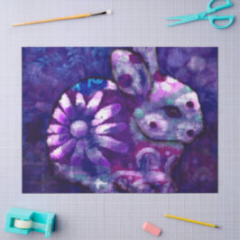 Bunny Abstrakt Rabbit Blue Lila Blommigt Decoupage