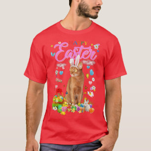 Bunny Abyssinian Cat Glad påsk Eggs T Shirt
