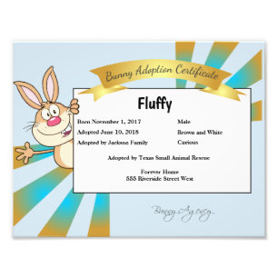 Bunny Adoption Certificate Fototryck