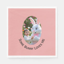 Bunny and Child photo in Oval Frame Easter Pappersservett