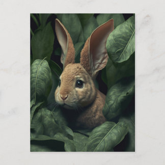 Bunny and plant postcard vykort