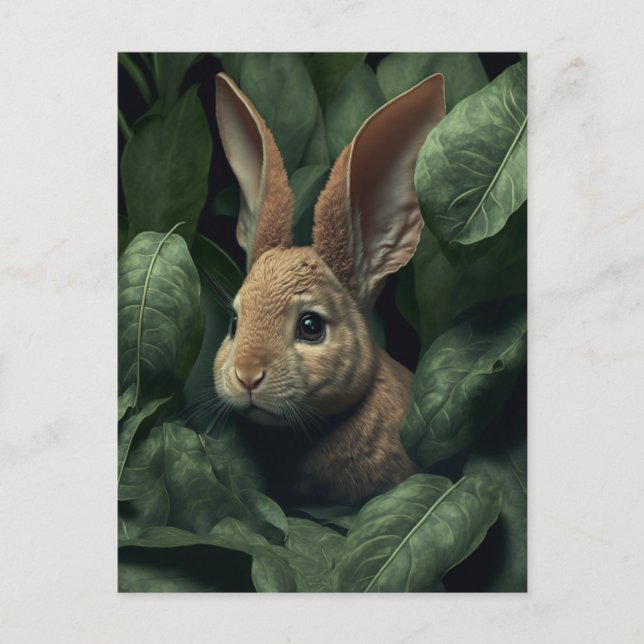 Bunny and plant postcard vykort (Framsida)