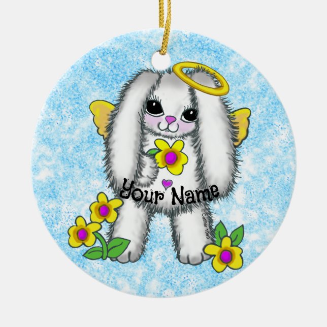 Bunny Angel Julgransprydnad Keramik (Framsidan)