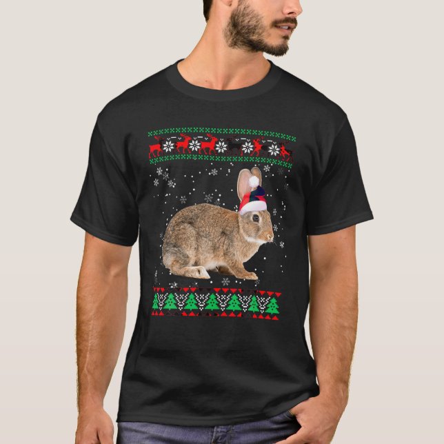 Bunny Animal Lover Julafton Matching Santa Ugly Bu T Shirt (Framsida)