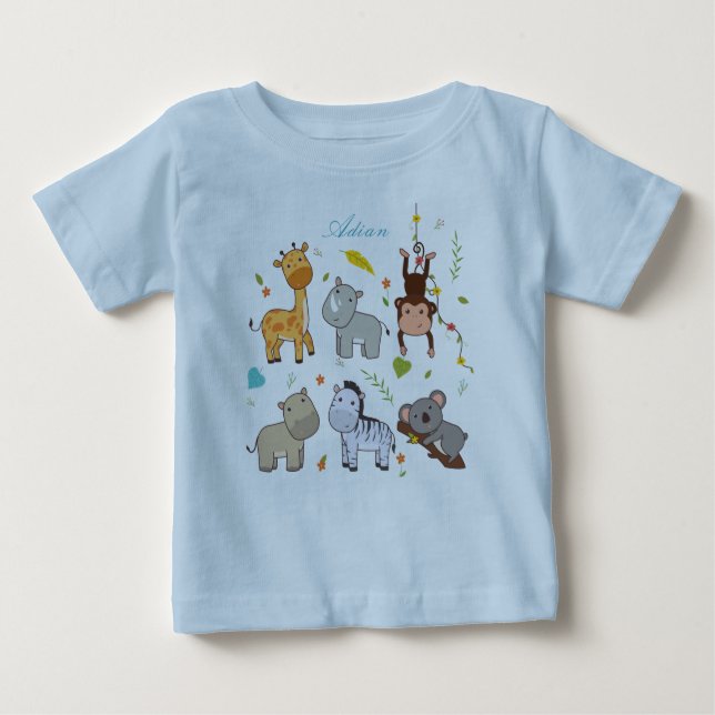 Bunny Animal Pojke Blue Jersey T-Shirt (Framsida)