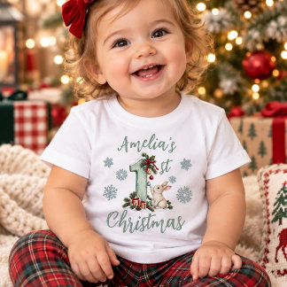 Bunny Anpassad Baby Sista Jul T Shirt