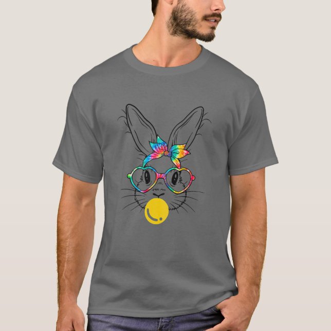 Bunny Ansikte Bow Tie Headband Glass Bubblegum Öst T Shirt (Framsida)