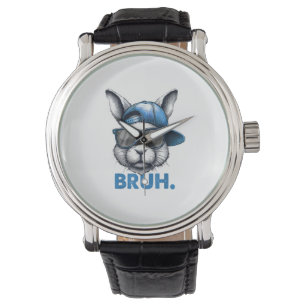 Bunny Ansikte Bruh Meme Funny som säger Bro Hälsni Armbandsur