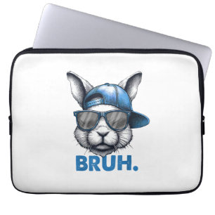 Bunny Ansikte Bruh Meme Funny som säger Bro Hälsni Laptop Fodral