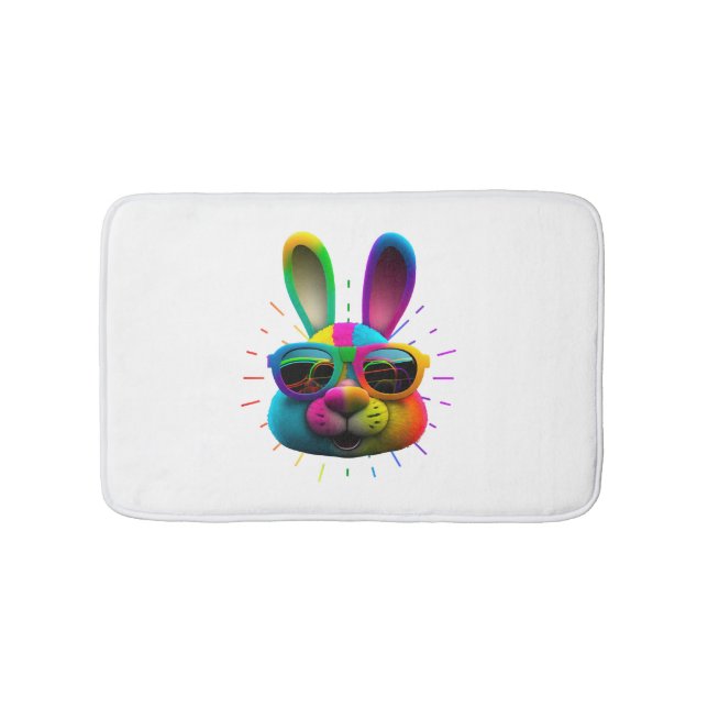 Bunny ansikte Coola Påskhare med glasögon Badrumsmatta (Framsidan)