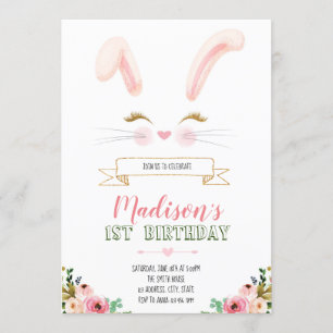 Bunny ansikte födelsedag inbjudningar
