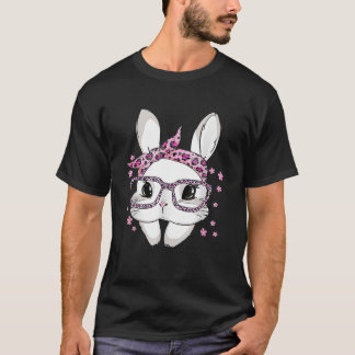 Bunny Ansikte Glass Headband Leopard Påsk Day Gir T Shirt
