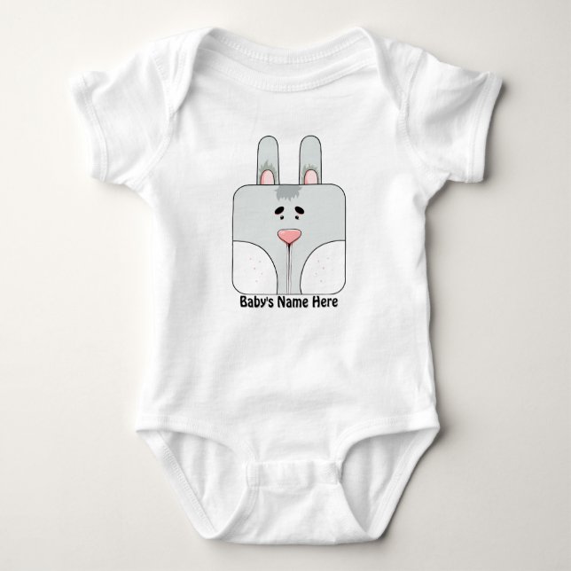 Bunny Ansikte i Grått Personlig Tee Shirt (Framsida)