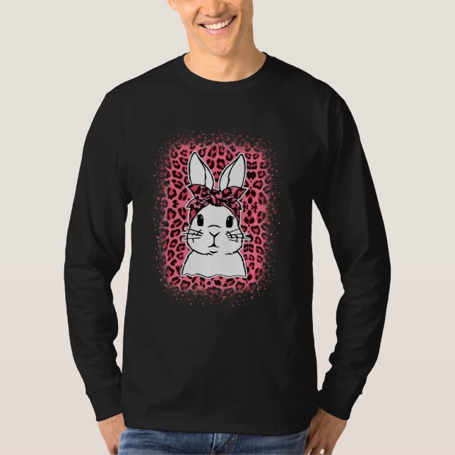 Bunny Ansikte Leopard Rosa Glasses Påsk Day 2022 W T Shirt (Framsida)