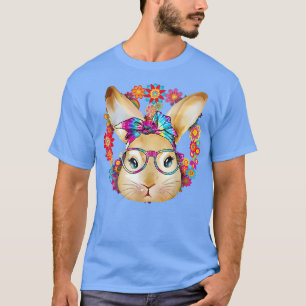 Bunny Ansikte med Lila glasögon Cute Påsk-kanin T Shirt