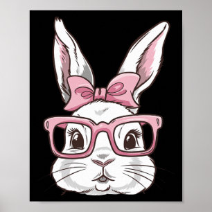 Bunny Ansikte med Rosa Sungles Bow Tie Påsk Dag Gi Poster