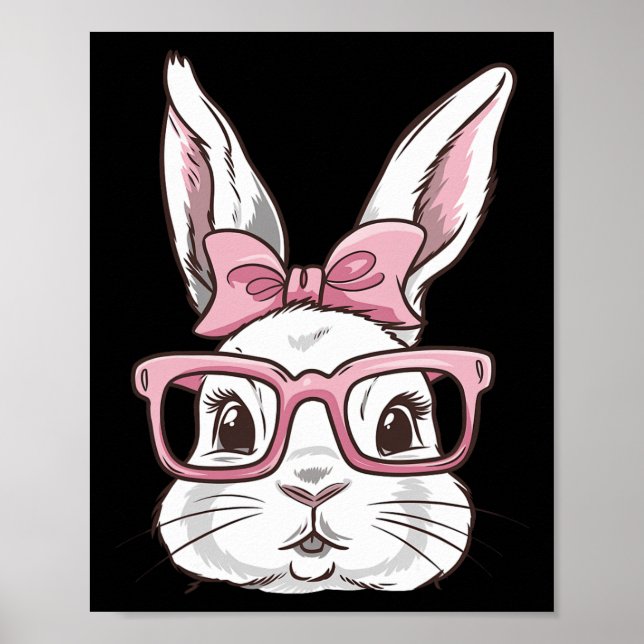 Bunny Ansikte med Rosa Sungles Bow Tie Påsk Dag Gi Poster (Framsidan)
